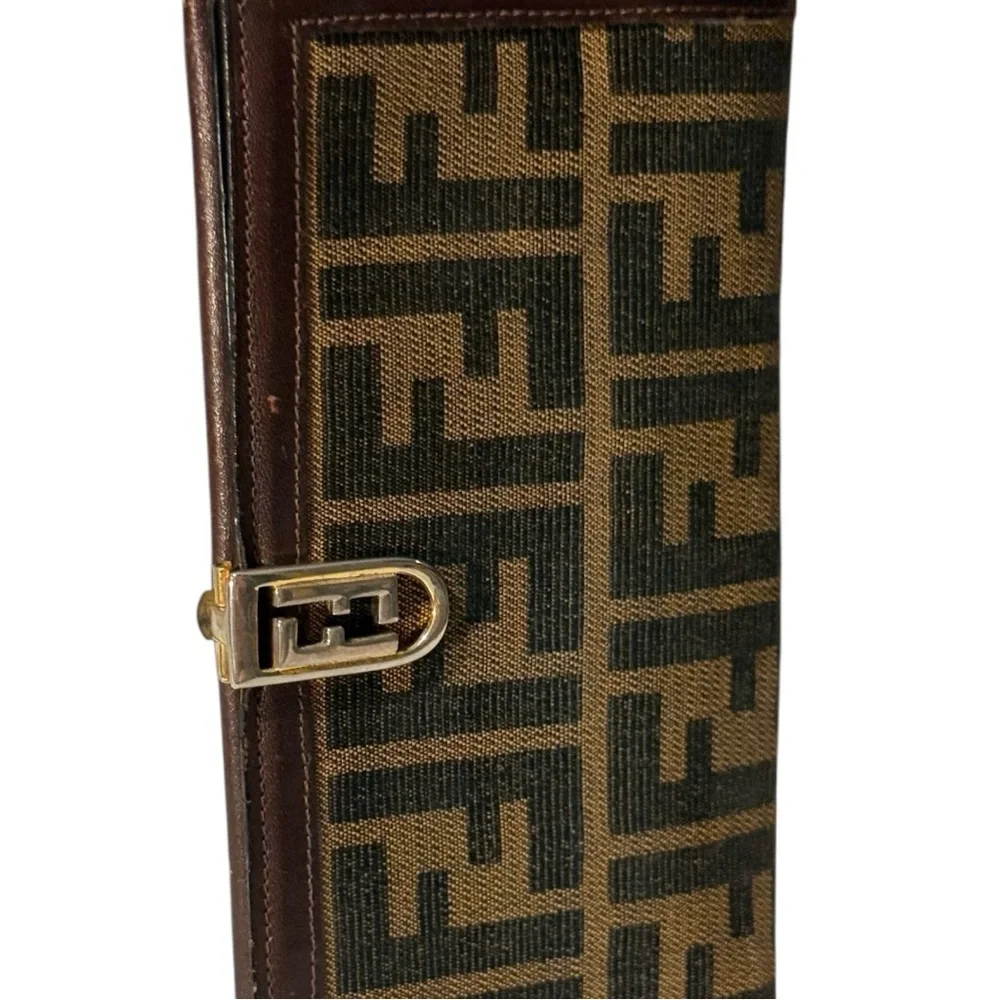 Fendi Vintage Zucca Monogram Canvas & Leather Clutch Wallet - Picture 10 of 15